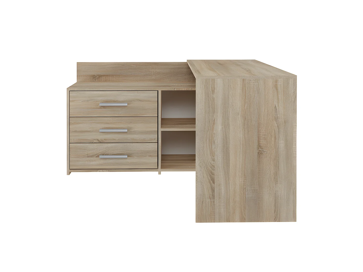 MOLINE - Escritorio esquinero con almacenaje - 3 cajones + 2 estantes - 120x50x76 cm - Escritorio para ordenador