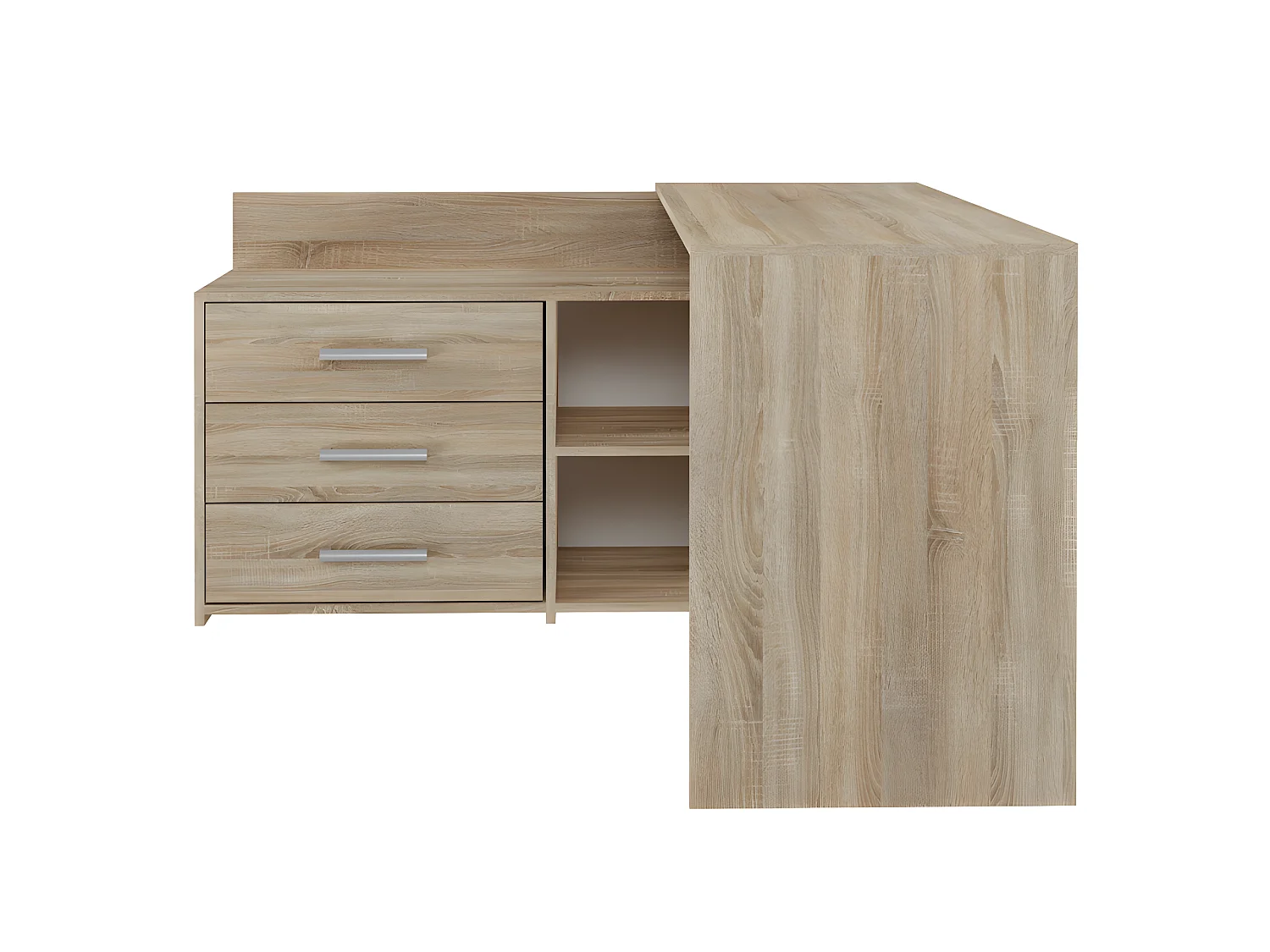 MOLINE - Scrivania angolare con contenitore - 3 cassetti + 2 ripiani - 120x50x76 cm - Scrivania per computer