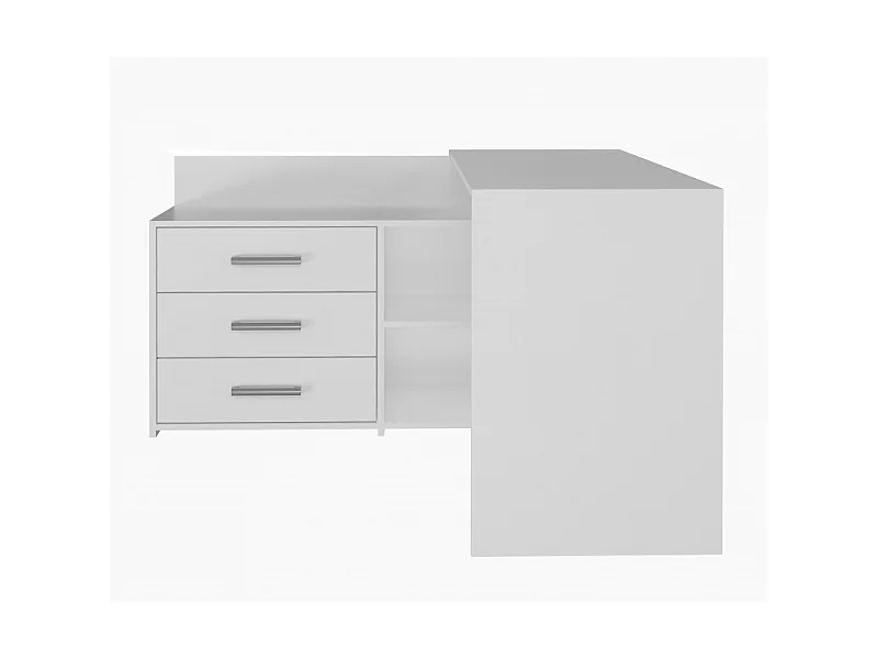 MOLINE - Bureau d'angle avec rangement - 3 tiroirs + 2 etagères - 120x50x76 cm - Bureau d'ordinateur