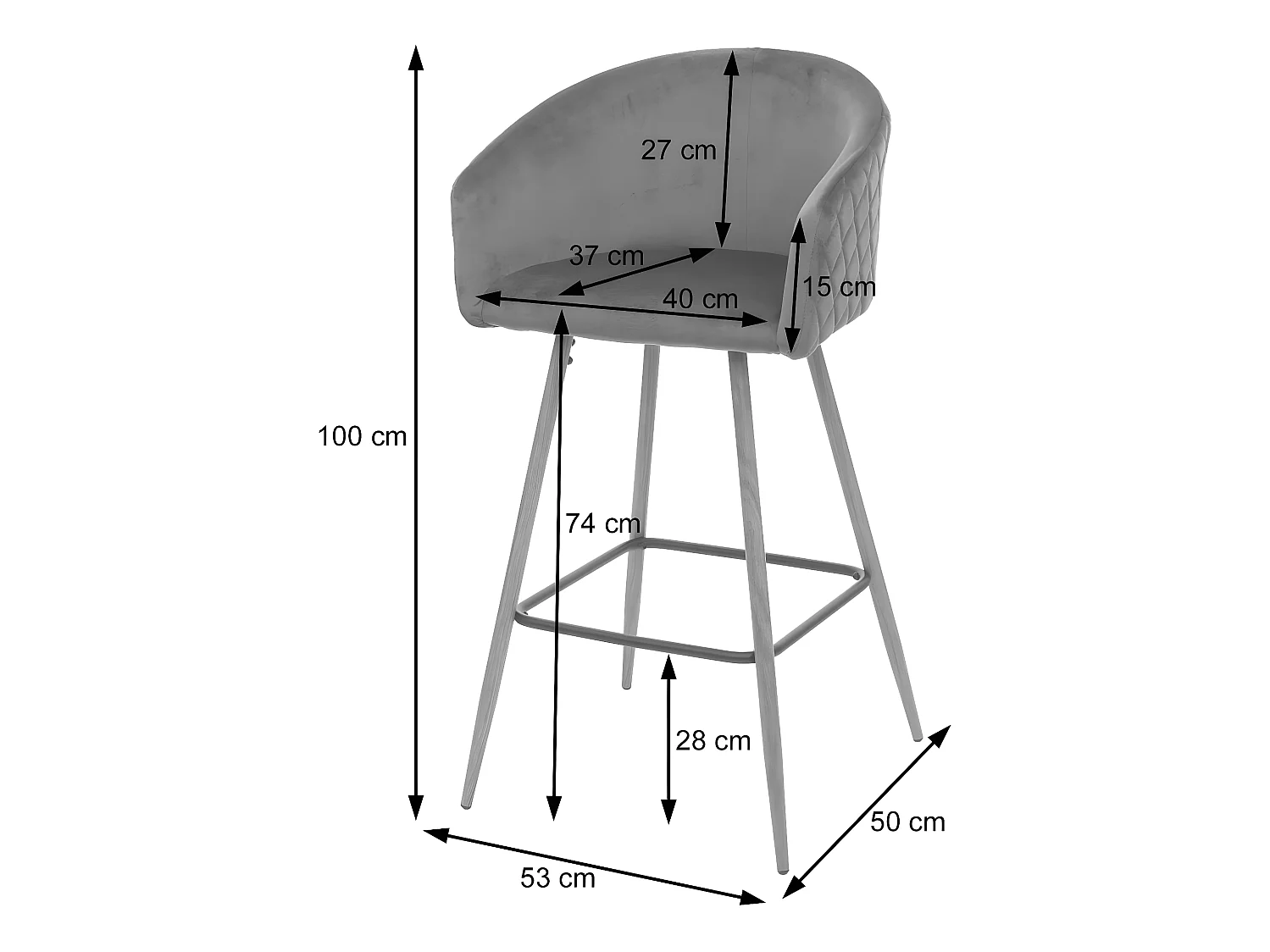 Lot de 2 tabourets tissu 54 x 50 x 100 cm TDB04070