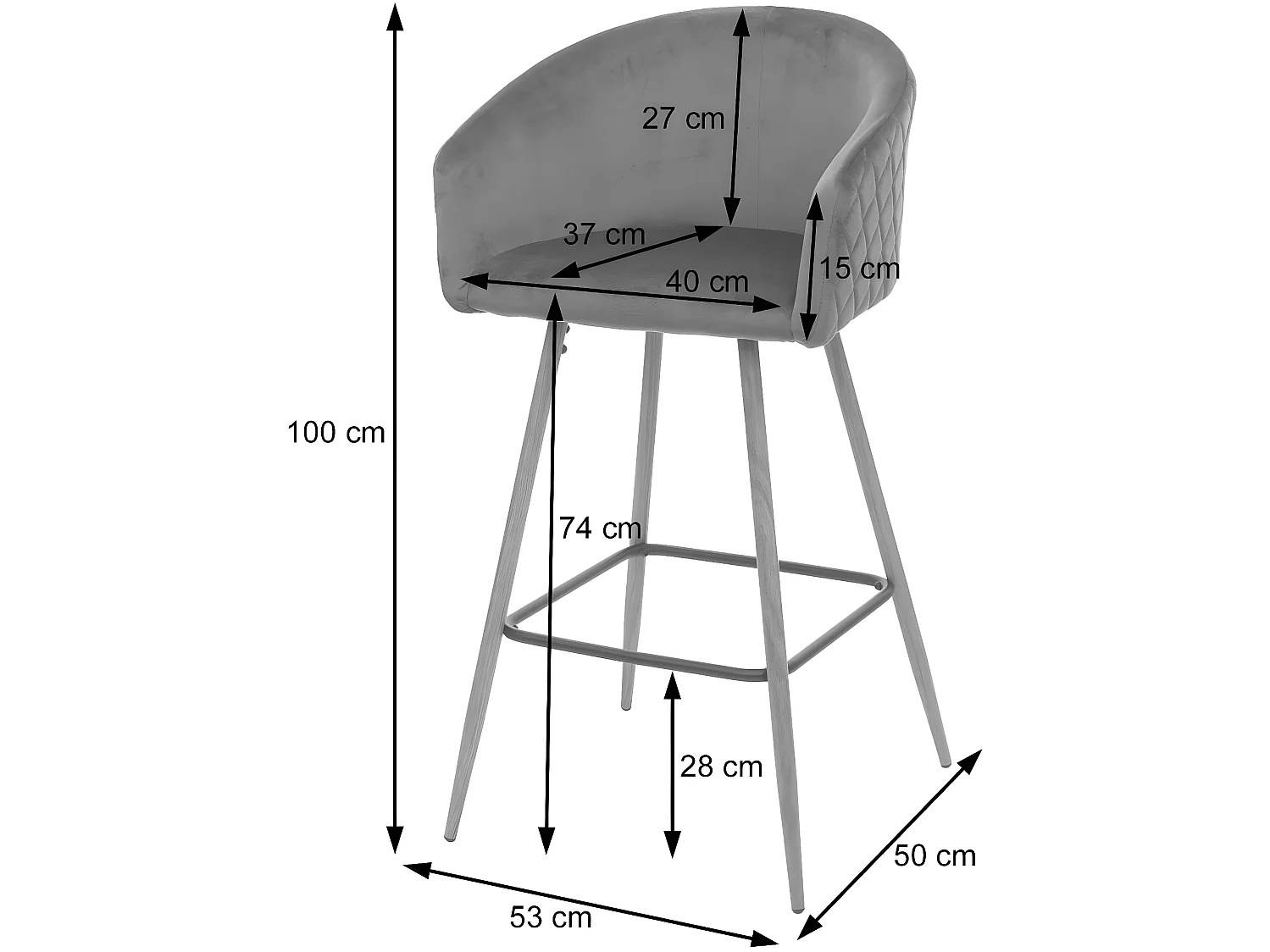 Lot de 2 tabourets tissu 54 x 50 x 100 cm TDB04070