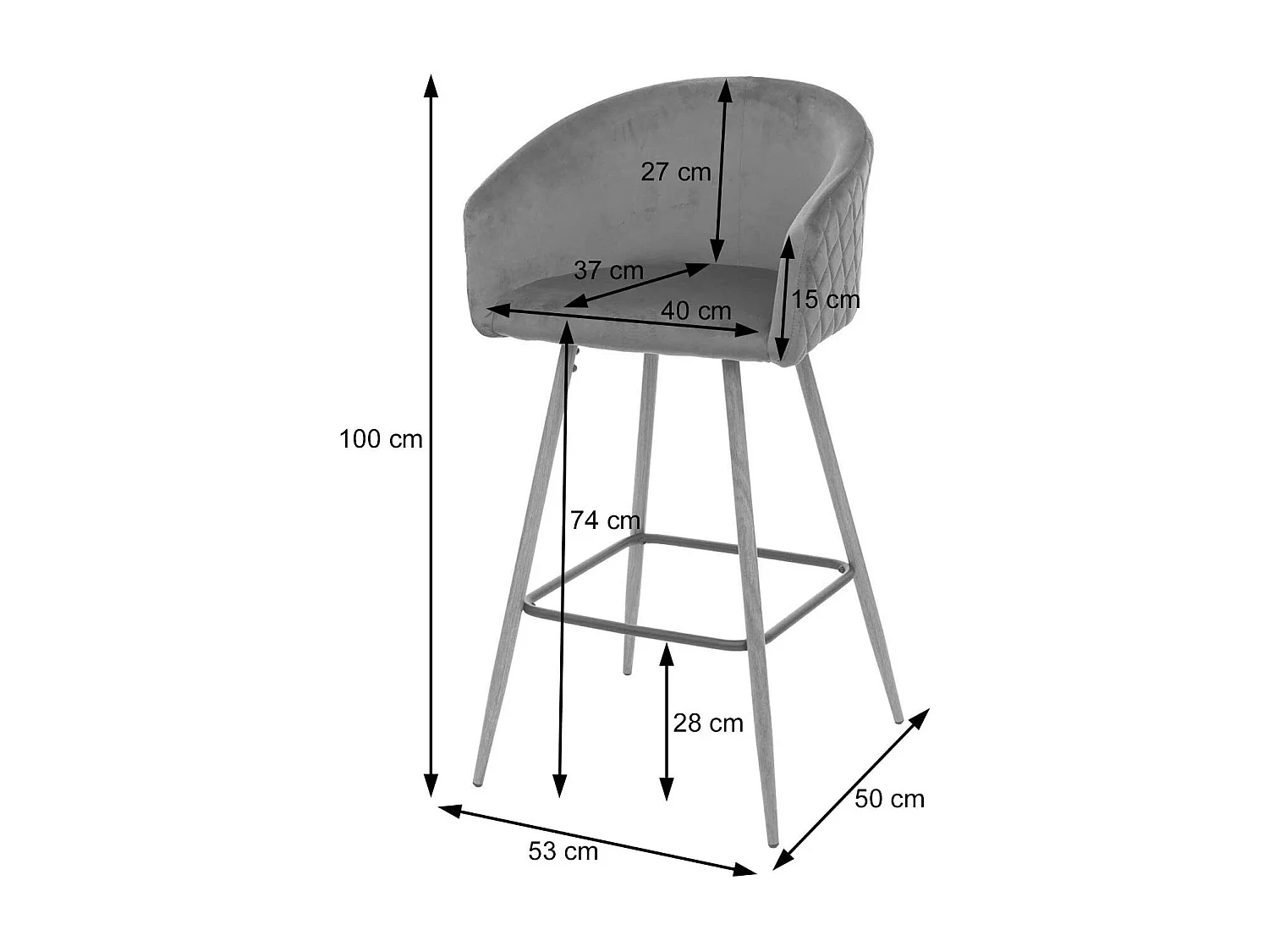 Lot de 2 tabourets tissu crème 54 x 50 x 100 cm TDB04069