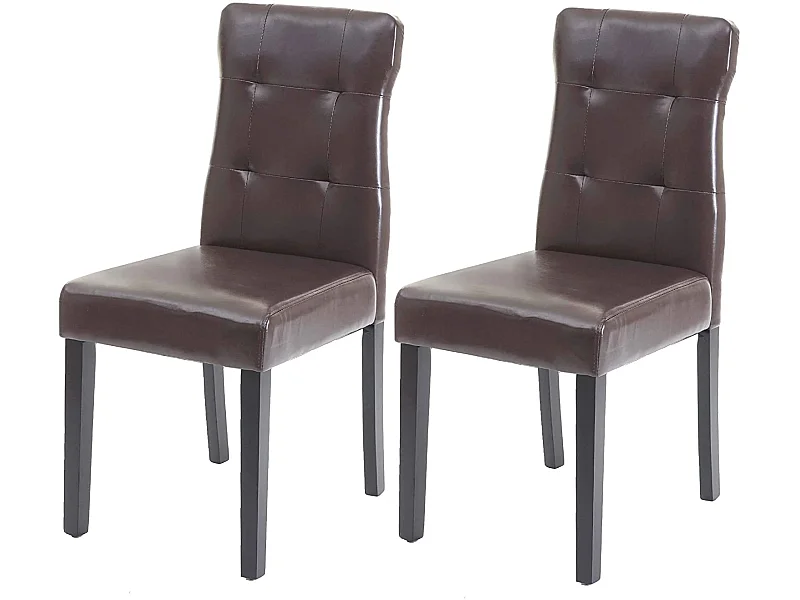 Lot de 2 chaises en synthétique marron pieds en bois foncé CDS04444