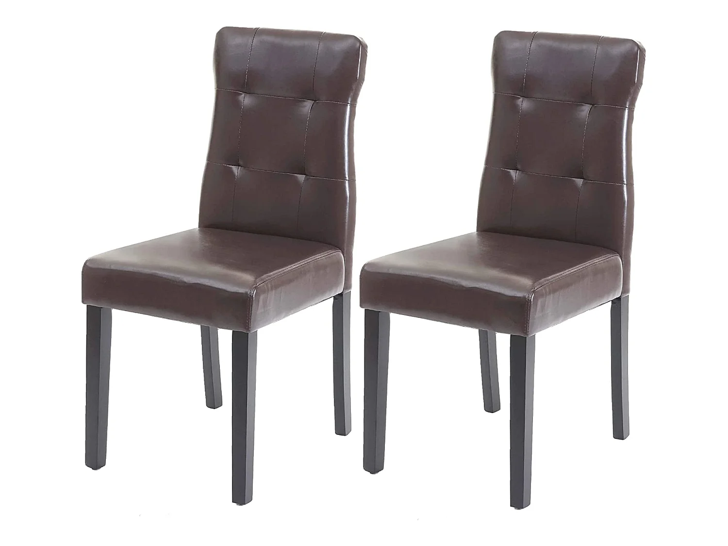 Lot de 2 chaises en synthétique marron pieds en bois foncé CDS04444