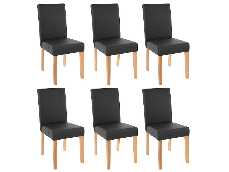 Lot de 6 chaises de salle à manger synthétique noir mat pieds clairs CDS04236