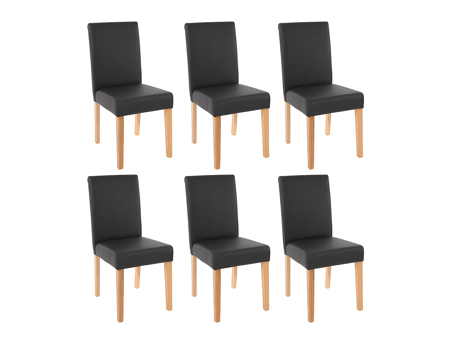 Lot de 6 chaises de salle à manger synthétique noir mat pieds clairs CDS04236