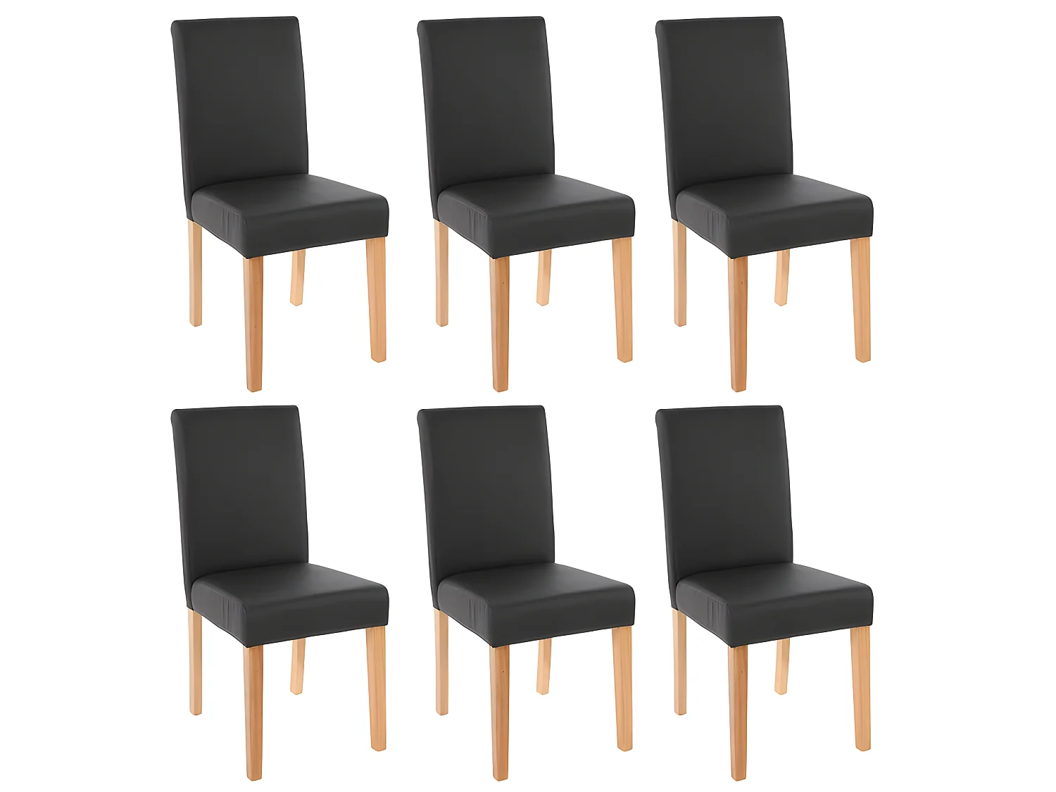 Lot de 6 chaises de salle à manger synthétique noir mat pieds clairs CDS04236