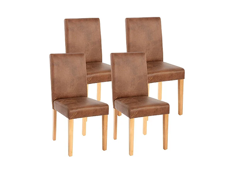 Lot de 4 chaises de salle à manger synthétique marron vieilli pieds clairs CDS04151