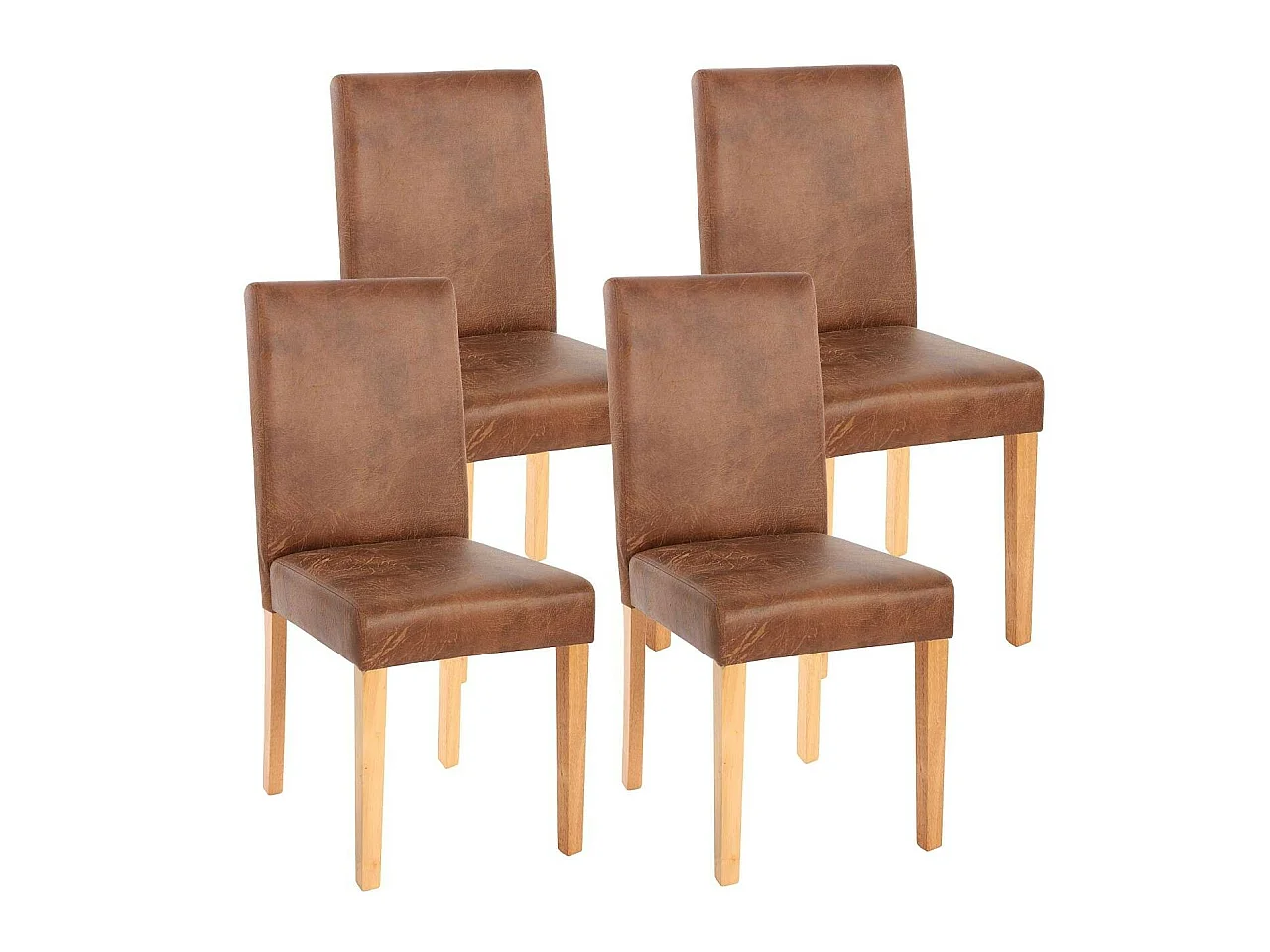 Lot de 4 chaises de salle à manger synthétique marron vieilli pieds clairs CDS04151