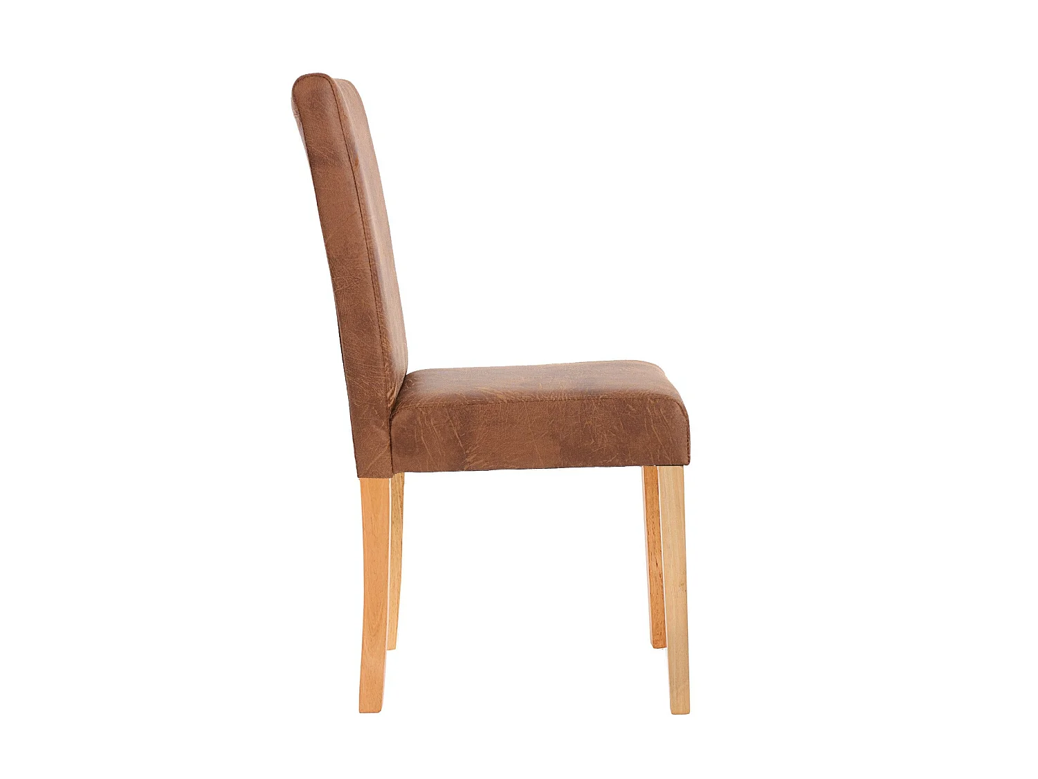 Lot de 4 chaises de salle à manger synthétique marron vieilli pieds clairs CDS04151