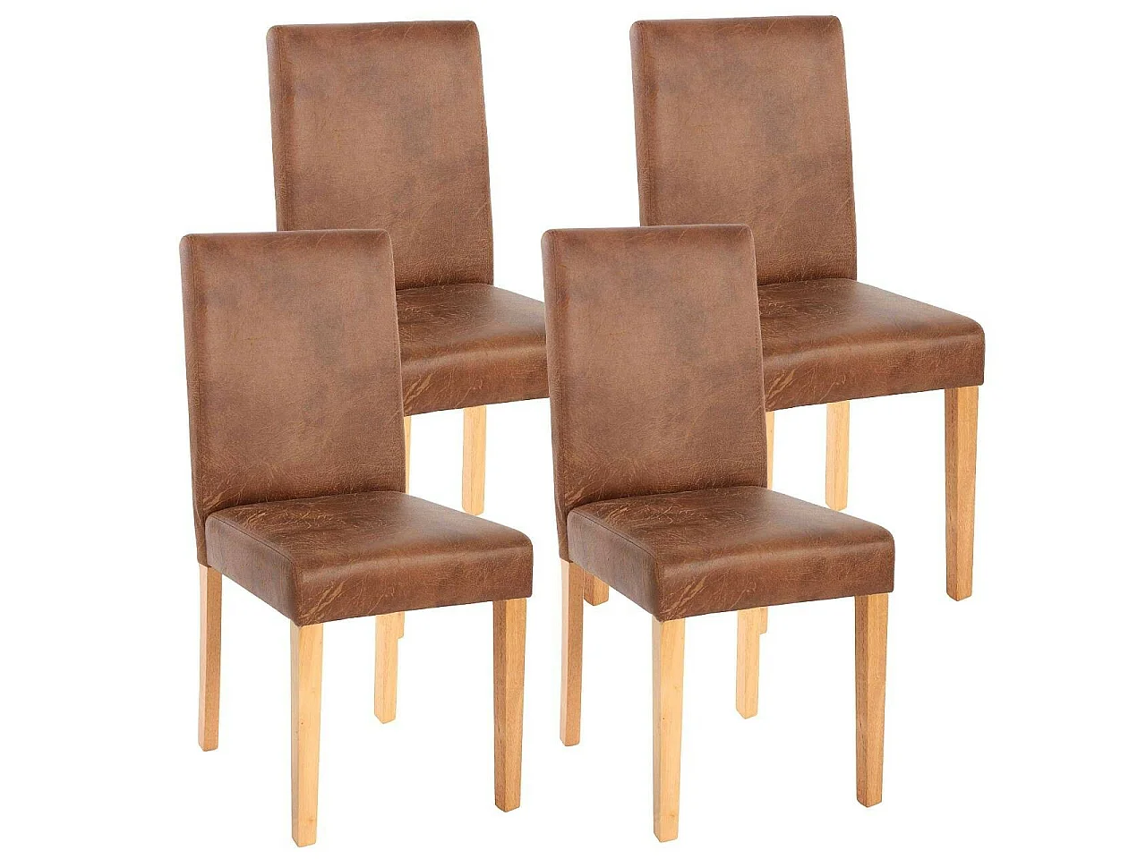 Lot de 4 chaises de salle à manger synthétique marron vieilli pieds clairs CDS04151
