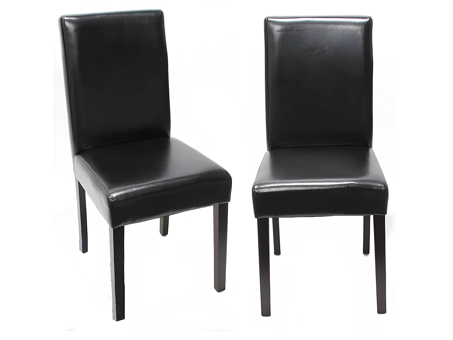 Lot de 6 chaises de salle à manger cuisine en cuir noir pieds en bois foncés design moderne 04_0002109