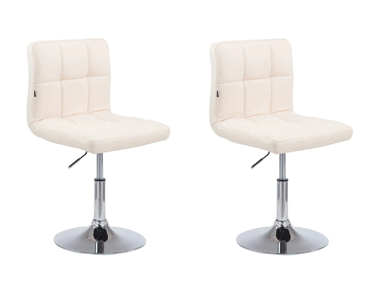 Lot de 2 chaises de salle à manger style moderne et design en synthétique crème hauteur réglable pivotant pieds en métal 10_0000222