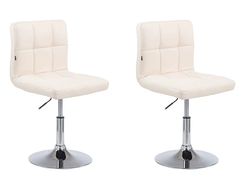 Lot de 2 chaises de salle à manger style moderne et design en synthétique crème hauteur réglable pivotant pieds en métal 10_0000222
