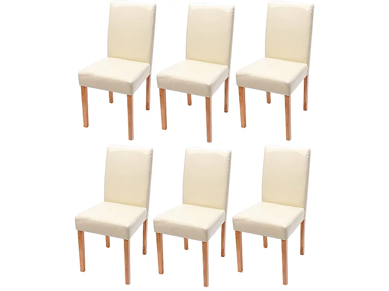 Lot de 6 chaises de salle à manger cuisine en synthétique crème pieds en bois clair design moderne 04_0000717