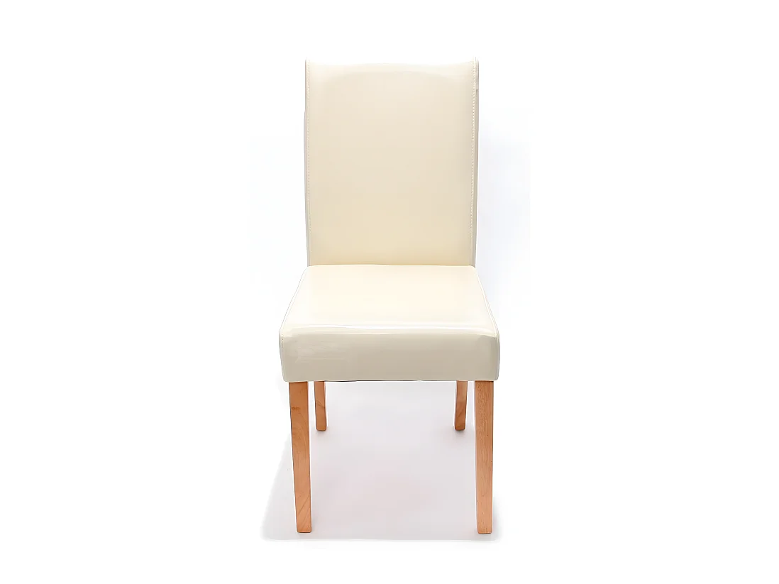 Lot de 6 chaises de salle à manger cuisine en synthétique crème pieds en bois clair design moderne 04_0000717