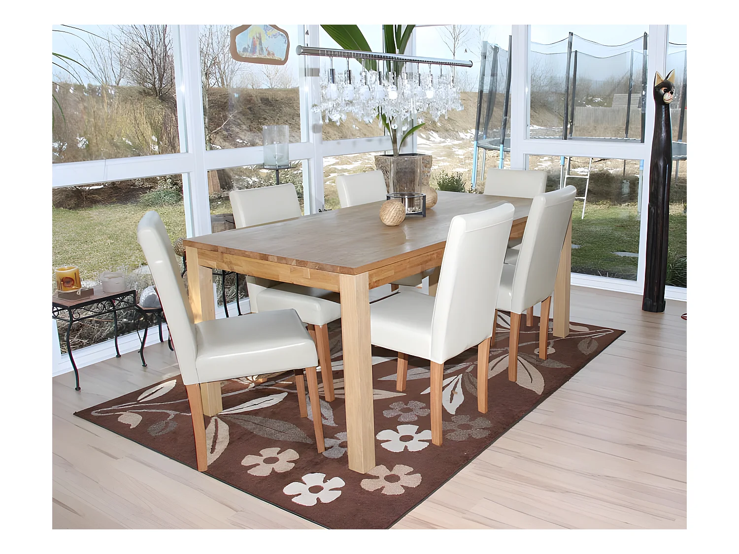 Lot de 6 chaises de salle à manger cuisine en synthétique crème pieds en bois clair design moderne 04_0000717