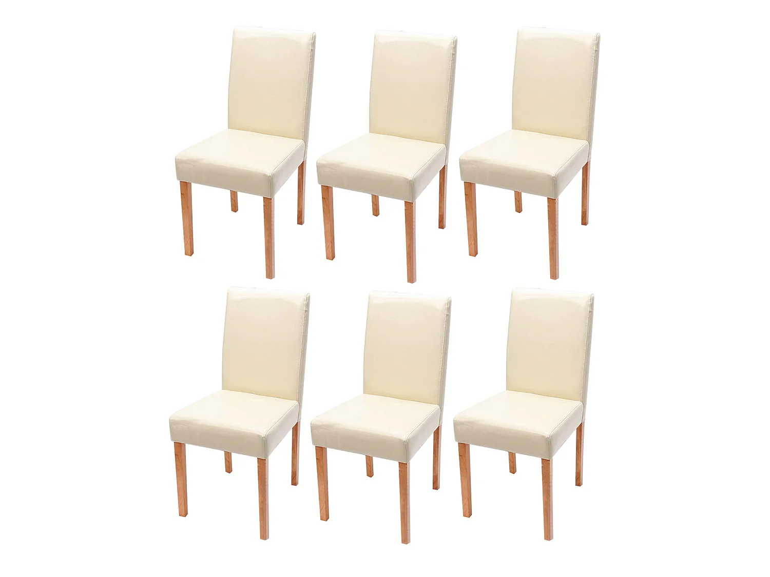 Lot de 6 chaises de salle à manger cuisine en synthétique crème pieds en bois clair design moderne 04_0000717