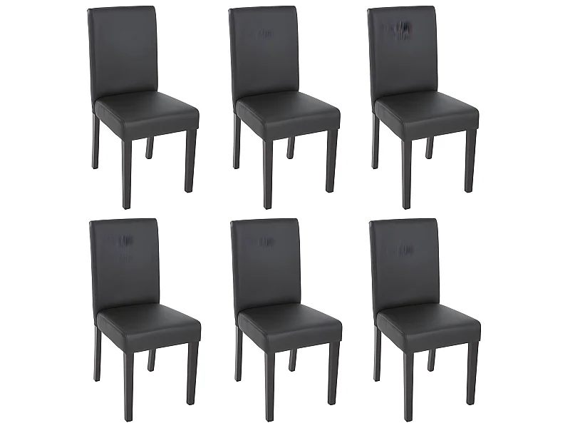 Lot de 6 chaises de salle à manger synthétique noir mat pieds foncés CDS04235