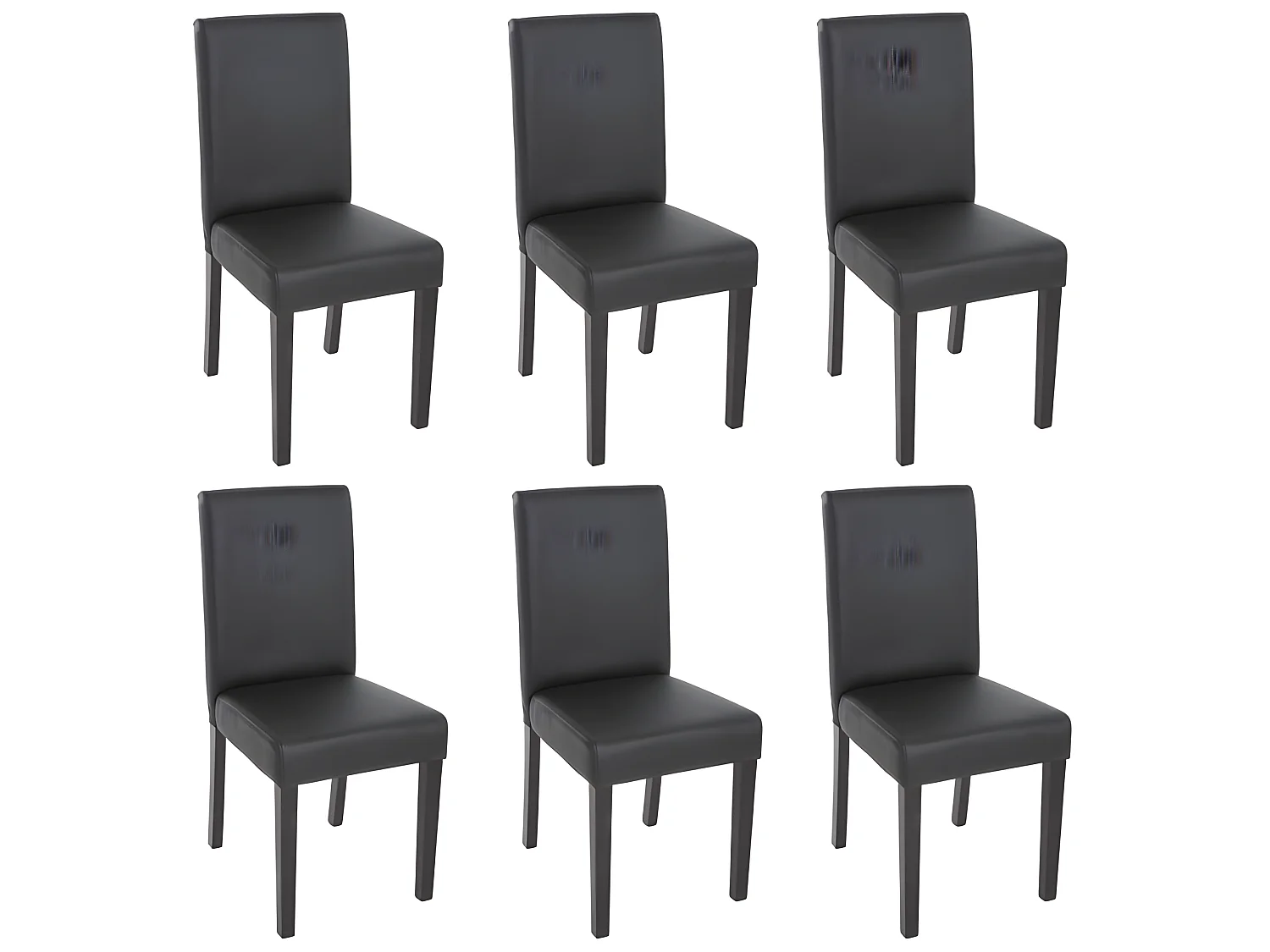 Lot de 6 chaises de salle à manger synthétique noir mat pieds foncés CDS04235