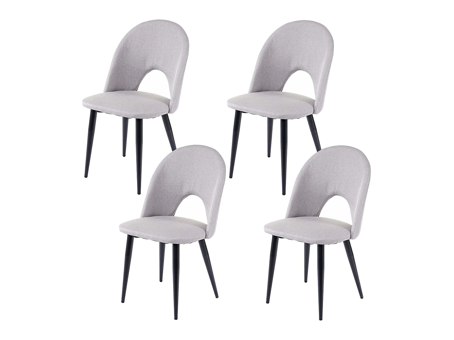 4x chaises de salle à manger cuisine en tissu / textile gris pieds métal 04_0000578