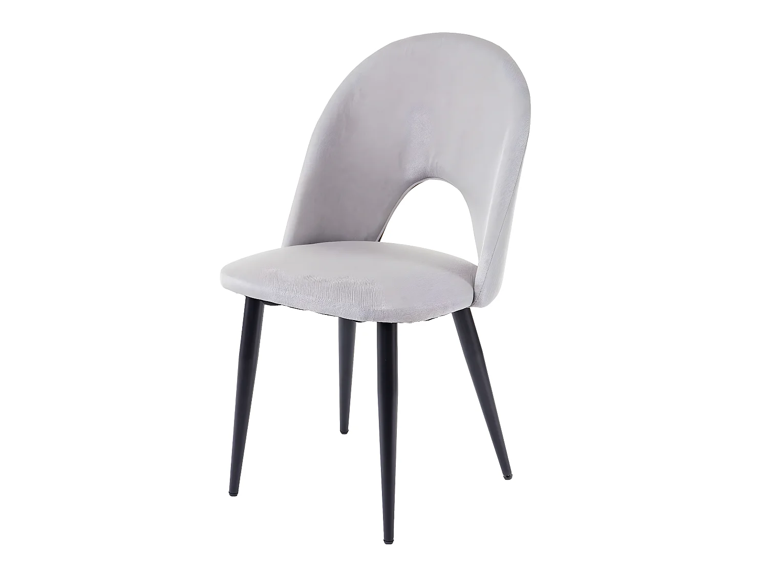 4x chaises de salle à manger cuisine en tissu / textile gris pieds métal 04_0000578