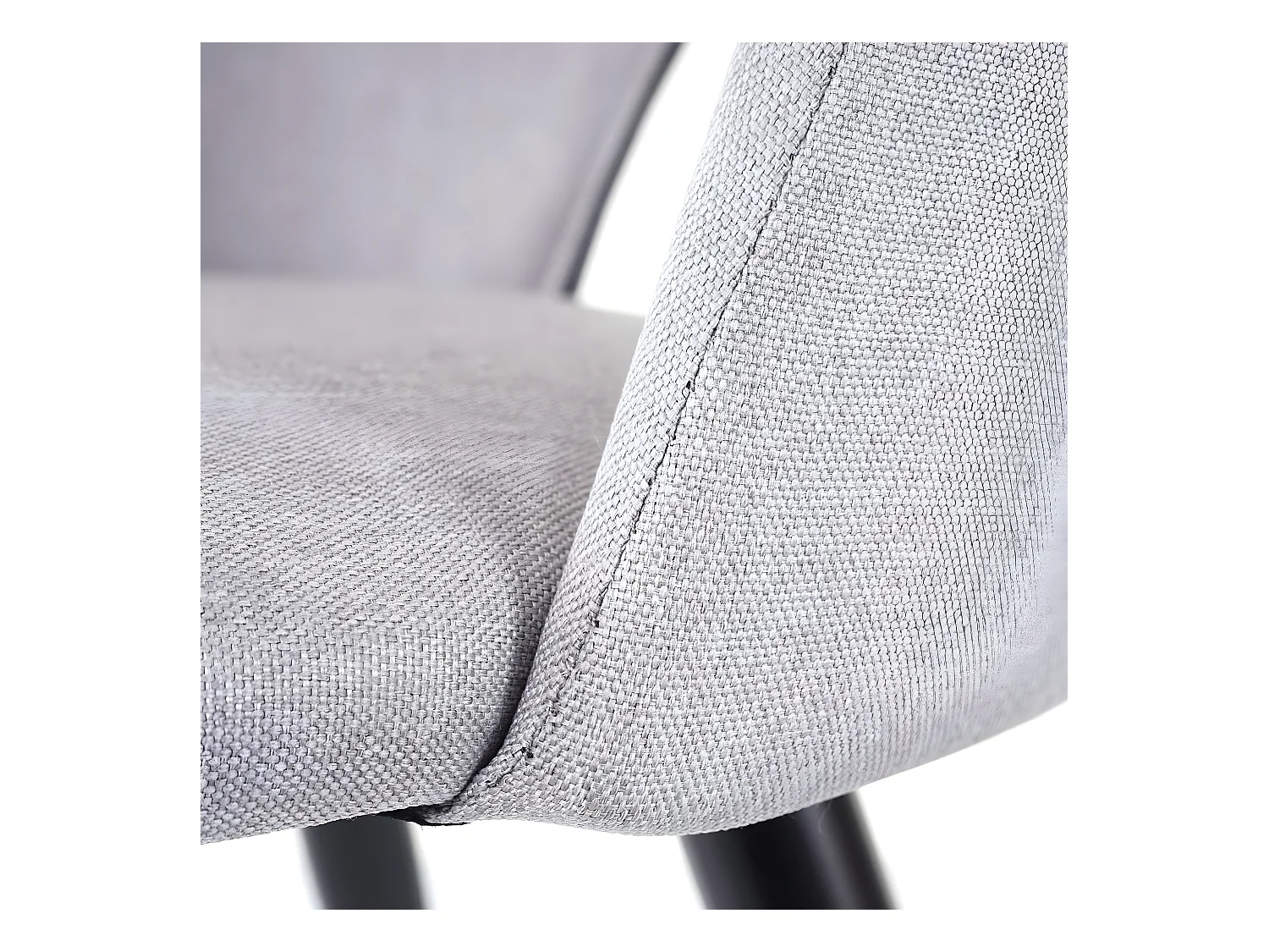 4x chaises de salle à manger cuisine en tissu / textile gris pieds métal 04_0000578