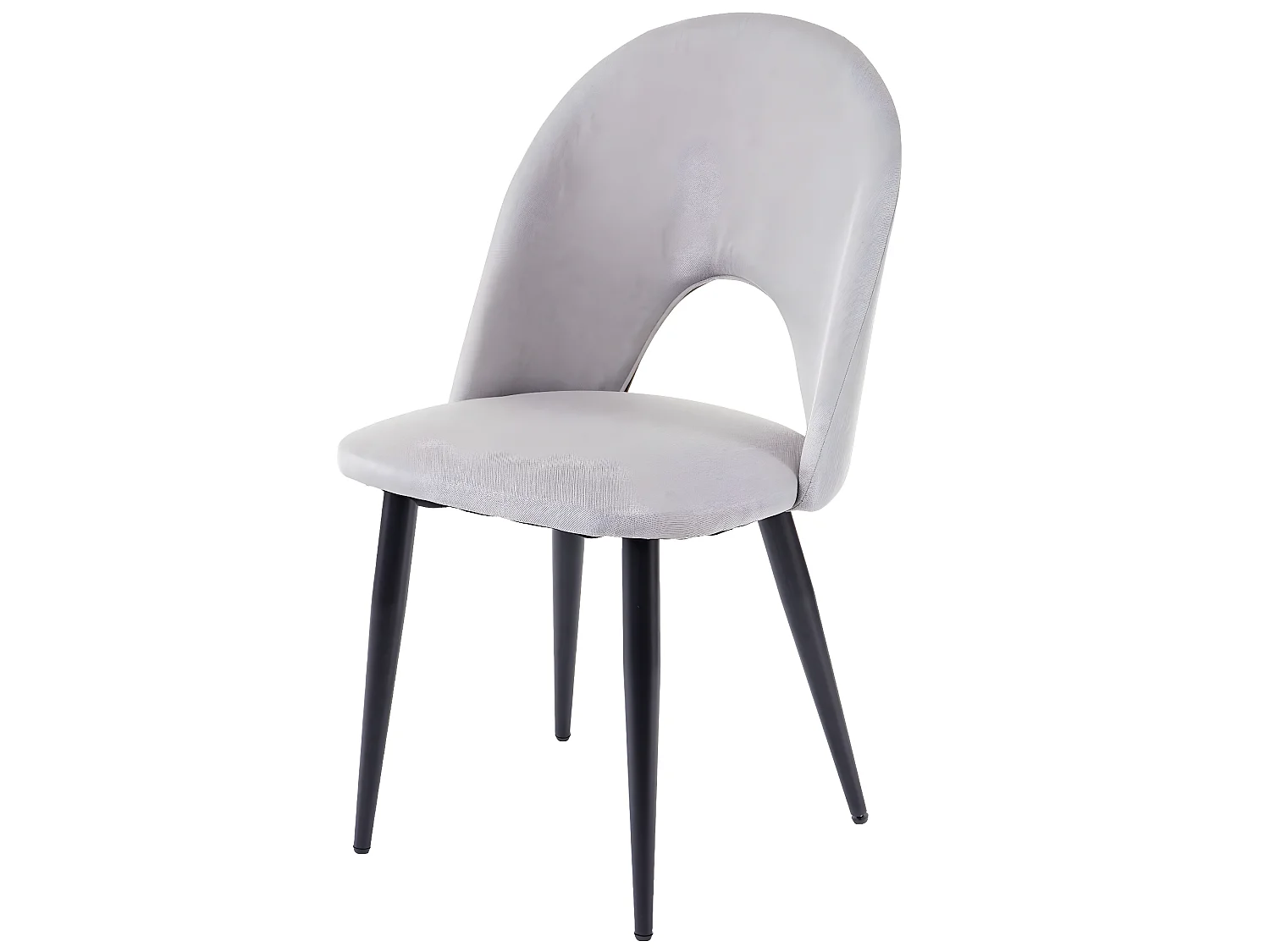 4x chaises de salle à manger cuisine en tissu / textile gris pieds métal 04_0000578