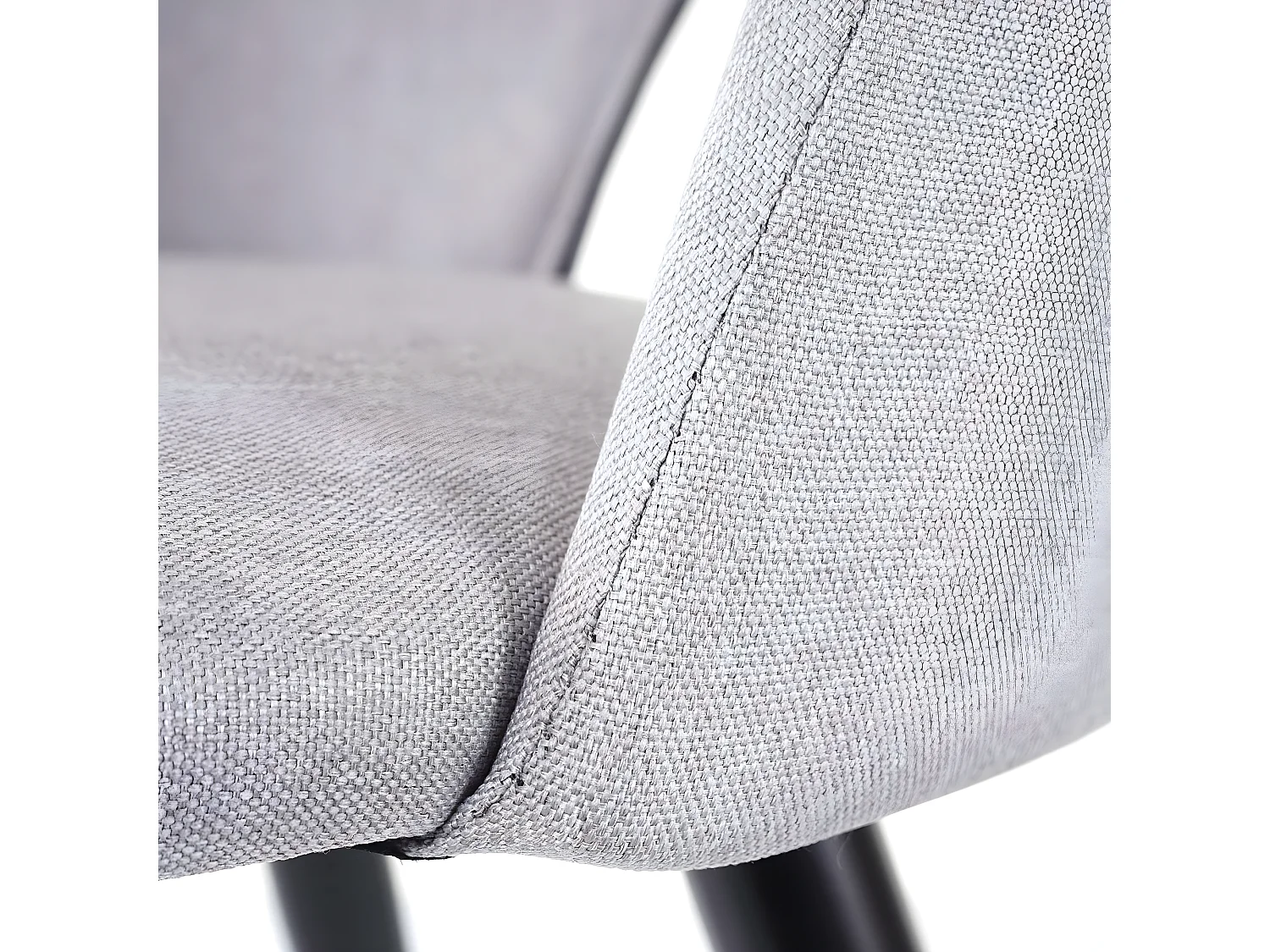 4x chaises de salle à manger cuisine en tissu / textile gris pieds métal 04_0000578