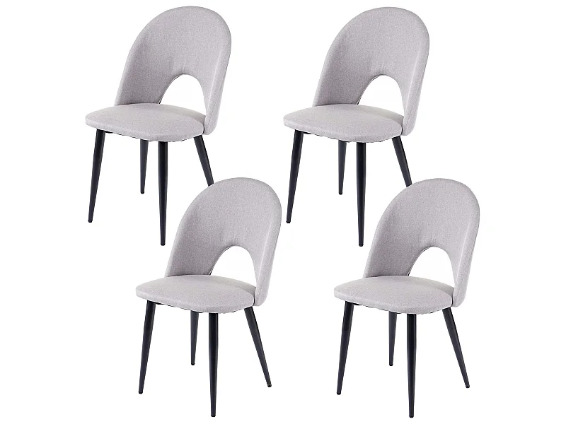 4x chaises de salle à manger cuisine en tissu / textile gris pieds métal 04_0000578