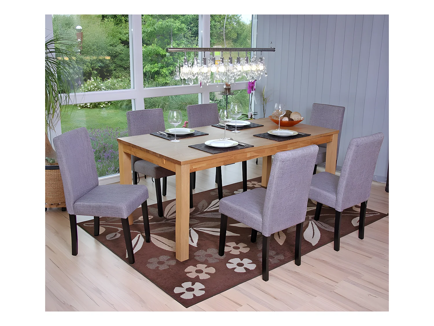 Lot de 6 chaises de salle à manger en tissu gris pieds foncés CDS04228