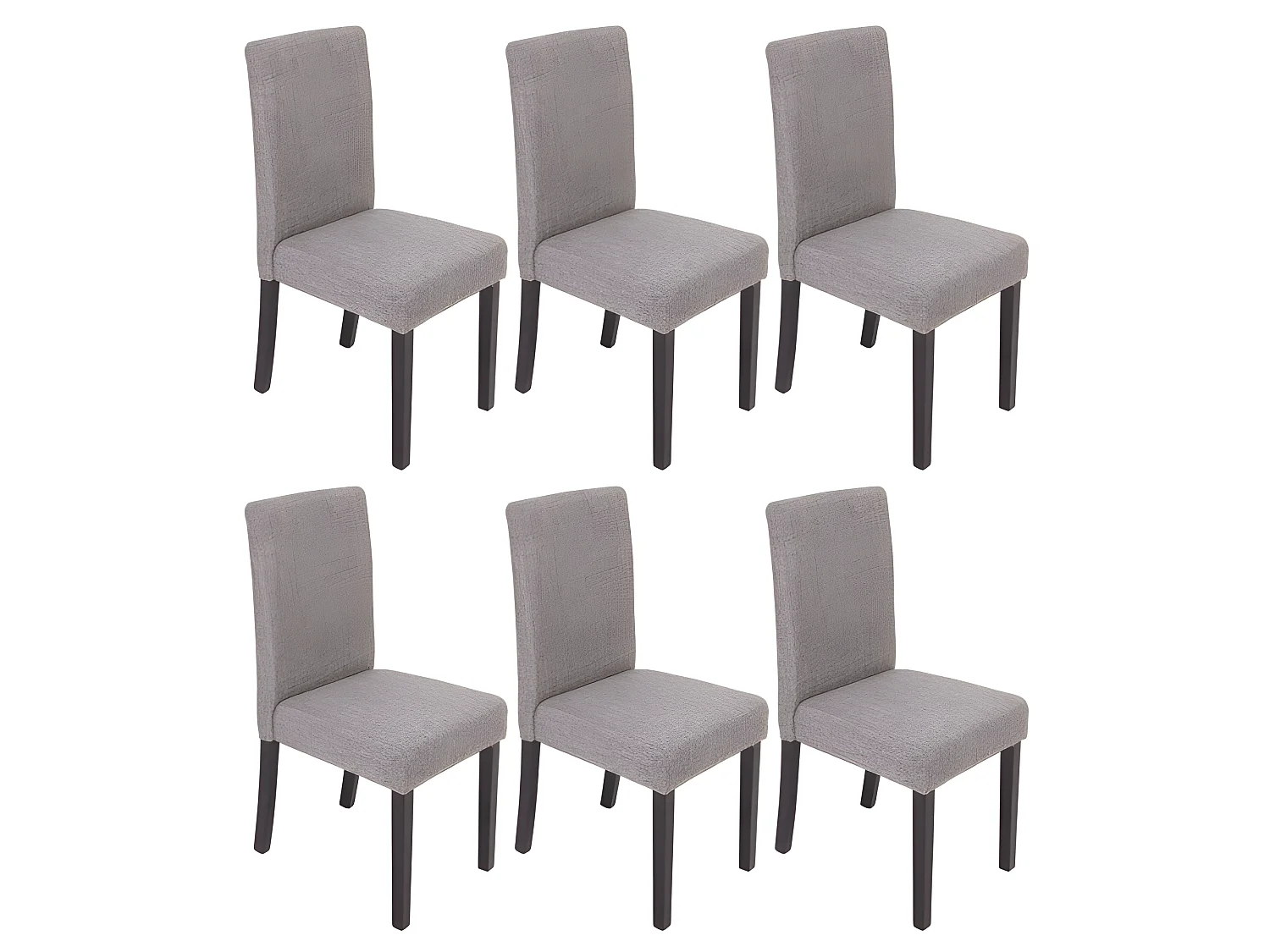 Lot de 6 chaises de salle à manger en tissu gris pieds foncés CDS04228