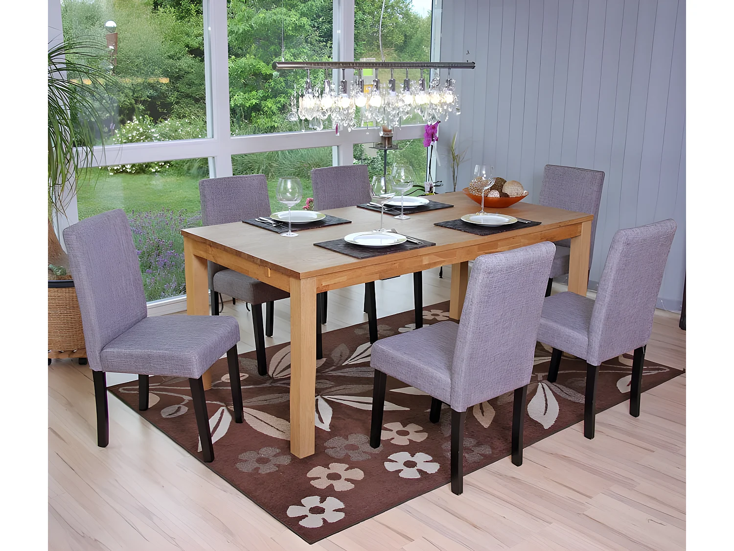 Lot de 6 chaises de salle à manger en tissu gris pieds foncés CDS04228