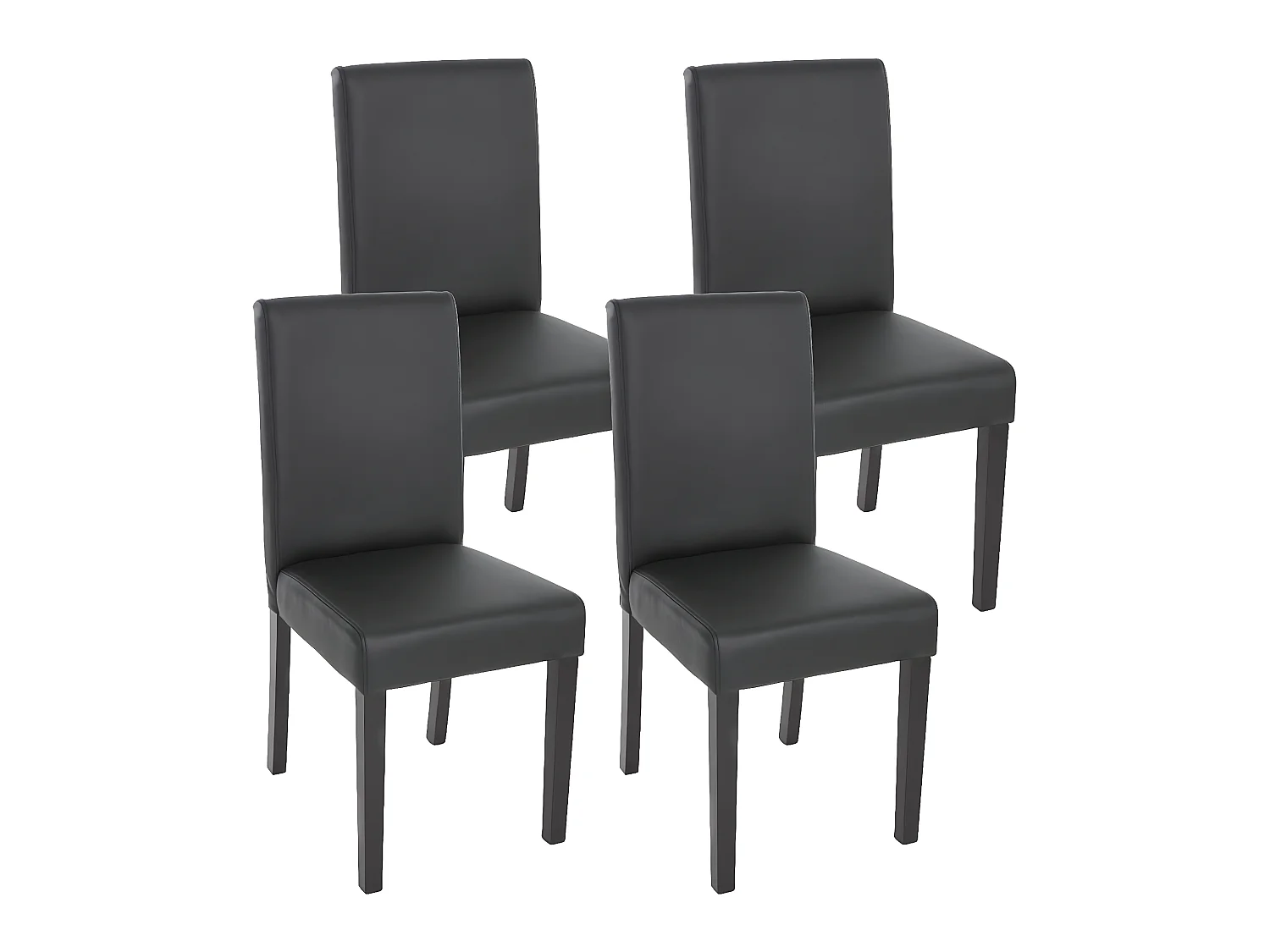 Lot de 4 chaises de salle à manger synthétique noir mat pieds foncés CDS04135