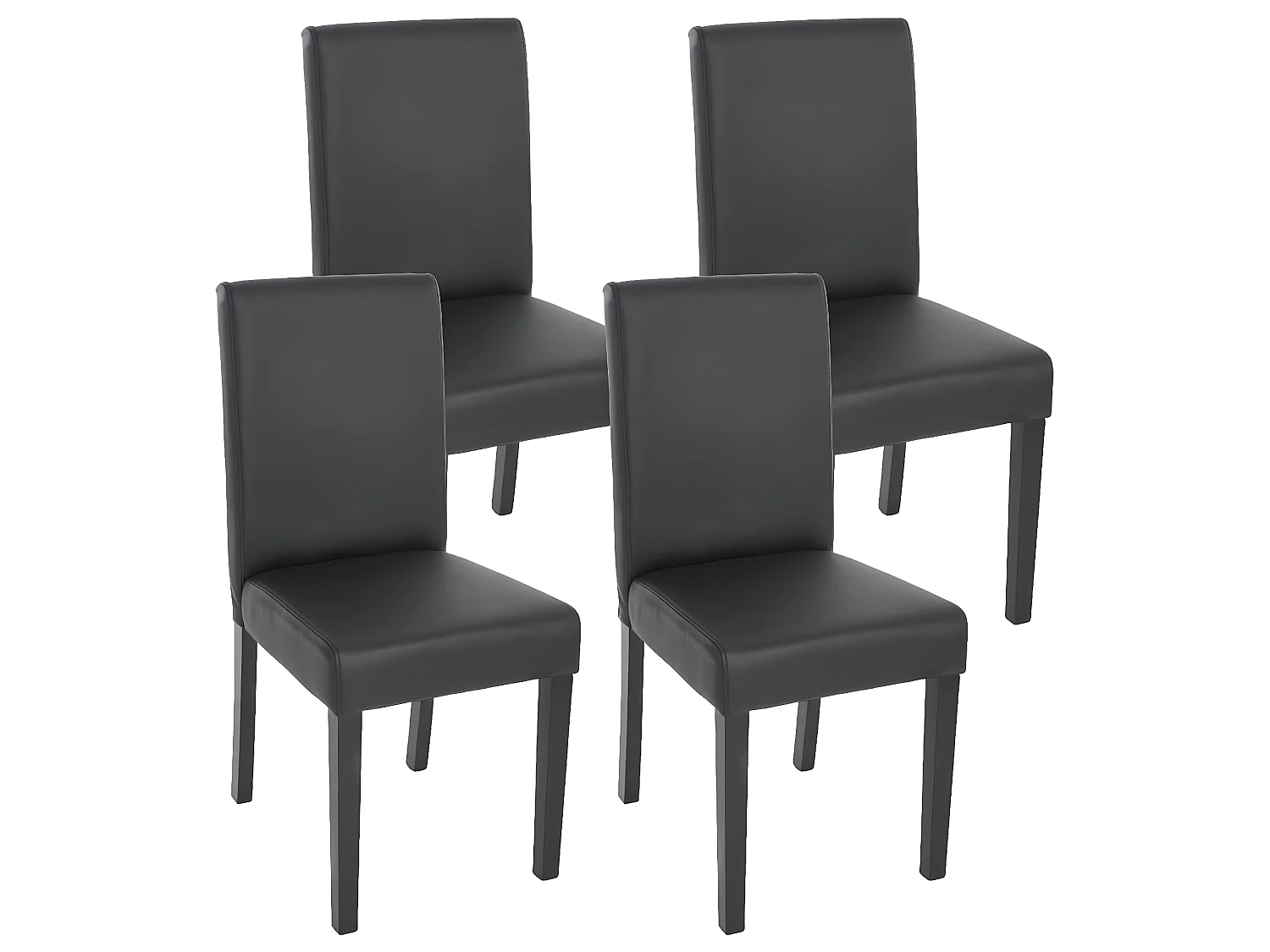 Lot de 4 chaises de salle à manger synthétique noir mat pieds foncés CDS04135