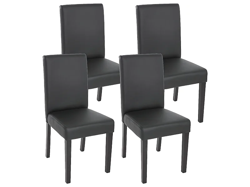 Lot de 4 chaises de salle à manger synthétique noir mat pieds foncés CDS04135
