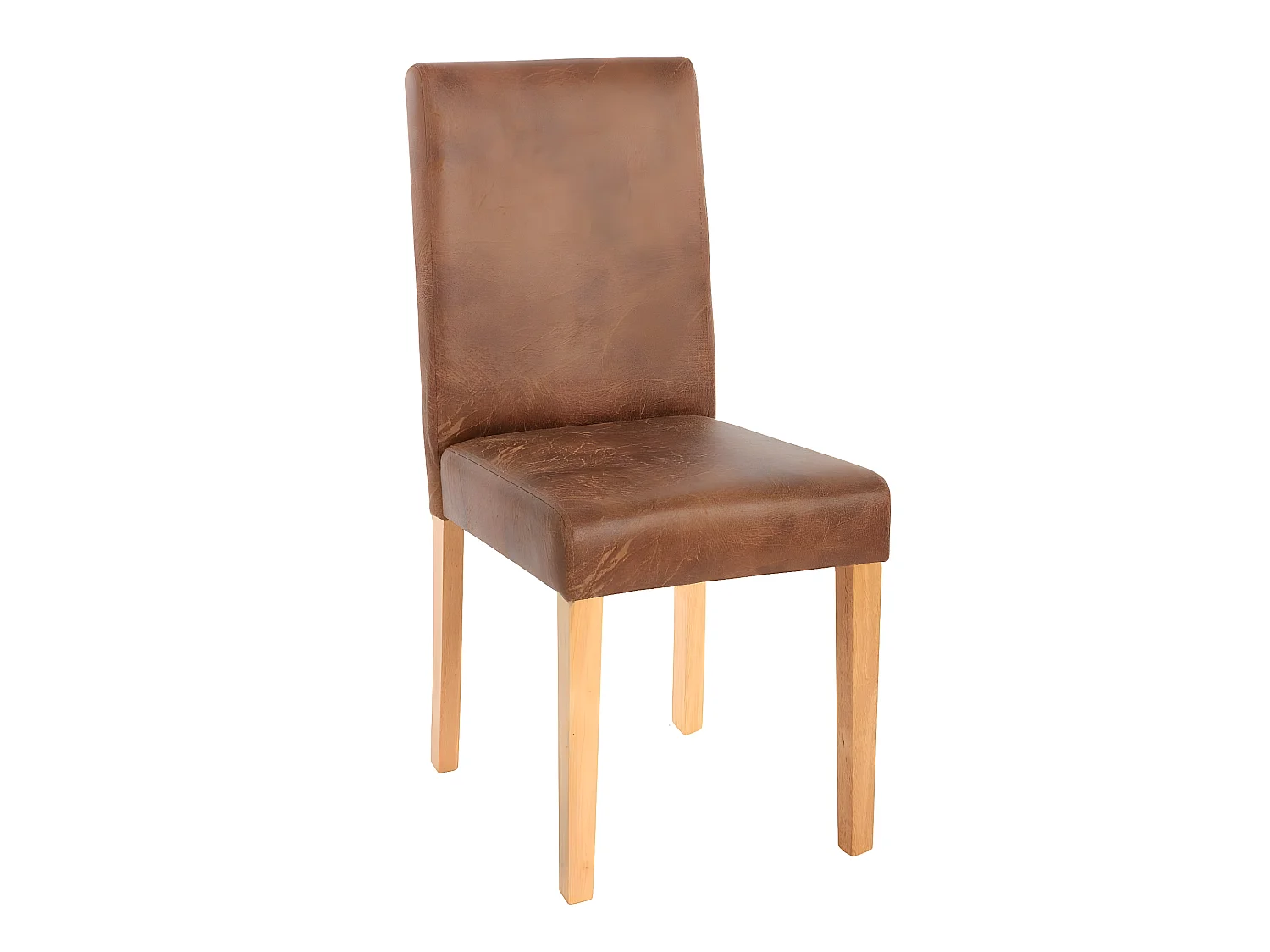 Lot de 6 chaises de salle à manger synthétique marron vieilli pieds clairs CDS04251