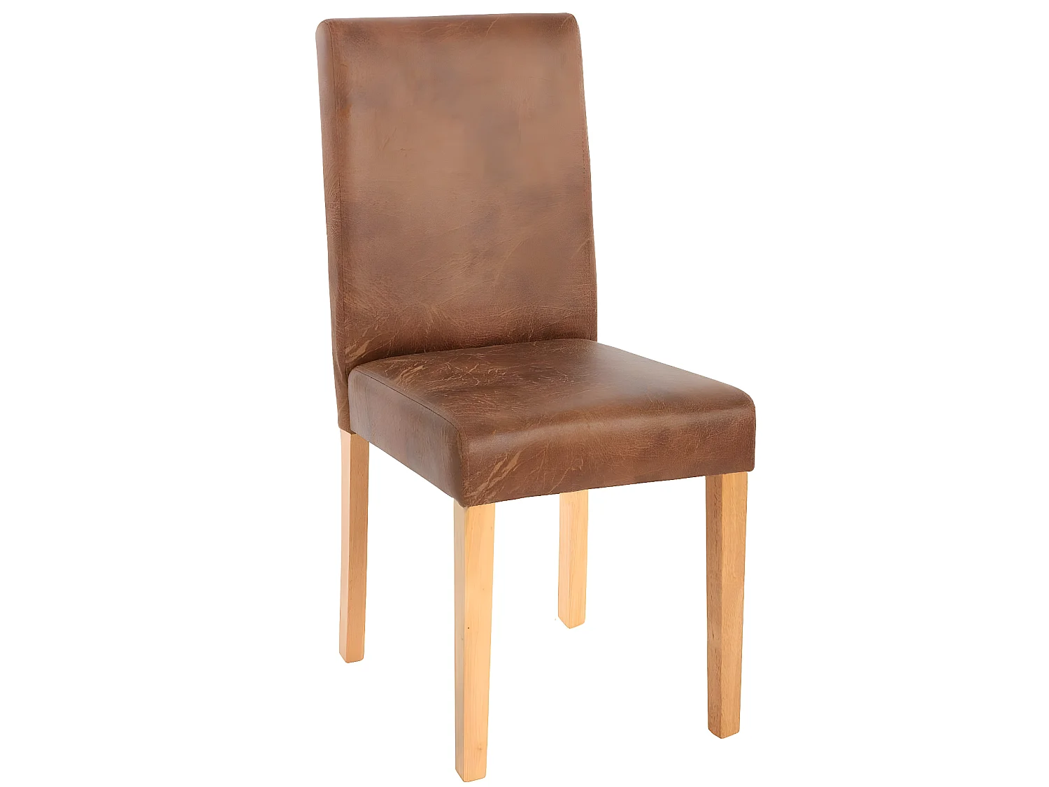 Lot de 6 chaises de salle à manger synthétique marron vieilli pieds clairs CDS04251