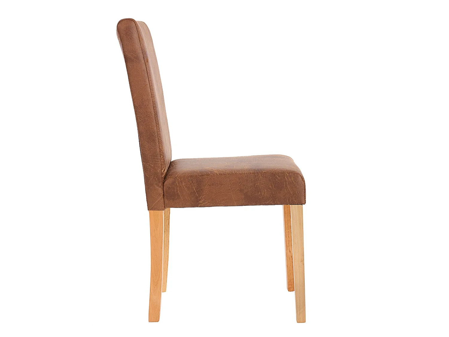 Lot de 6 chaises de salle à manger synthétique marron vieilli pieds clairs CDS04251