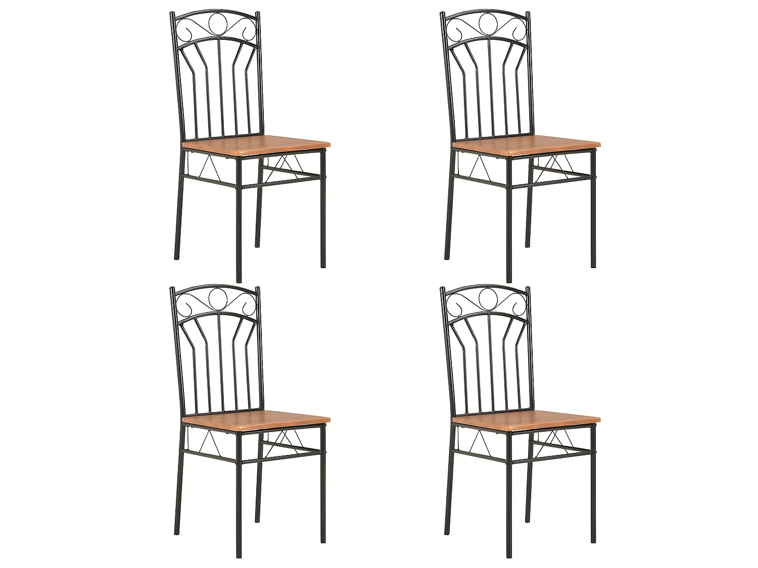Lot de 4 chaises de salle à manger cuisine design classique marron MDF CDS021694