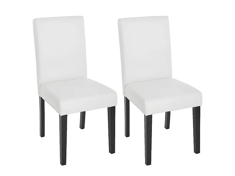Lot de 2 chaises de salle à manger synthétique blanc mat pieds foncés CDS04037