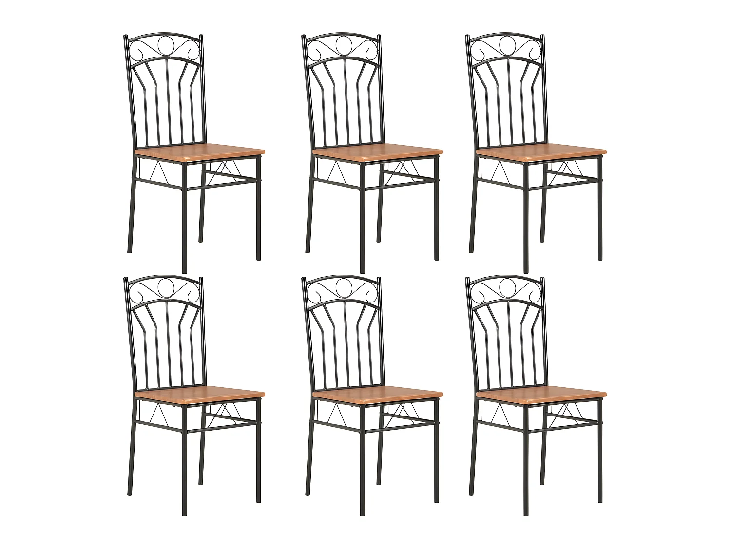 Lot de 6 chaises de salle à manger cuisine design simple et intemporel marron MDF CDS022581
