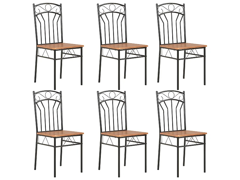 Lot de 6 chaises de salle à manger cuisine design simple et intemporel marron MDF CDS022581