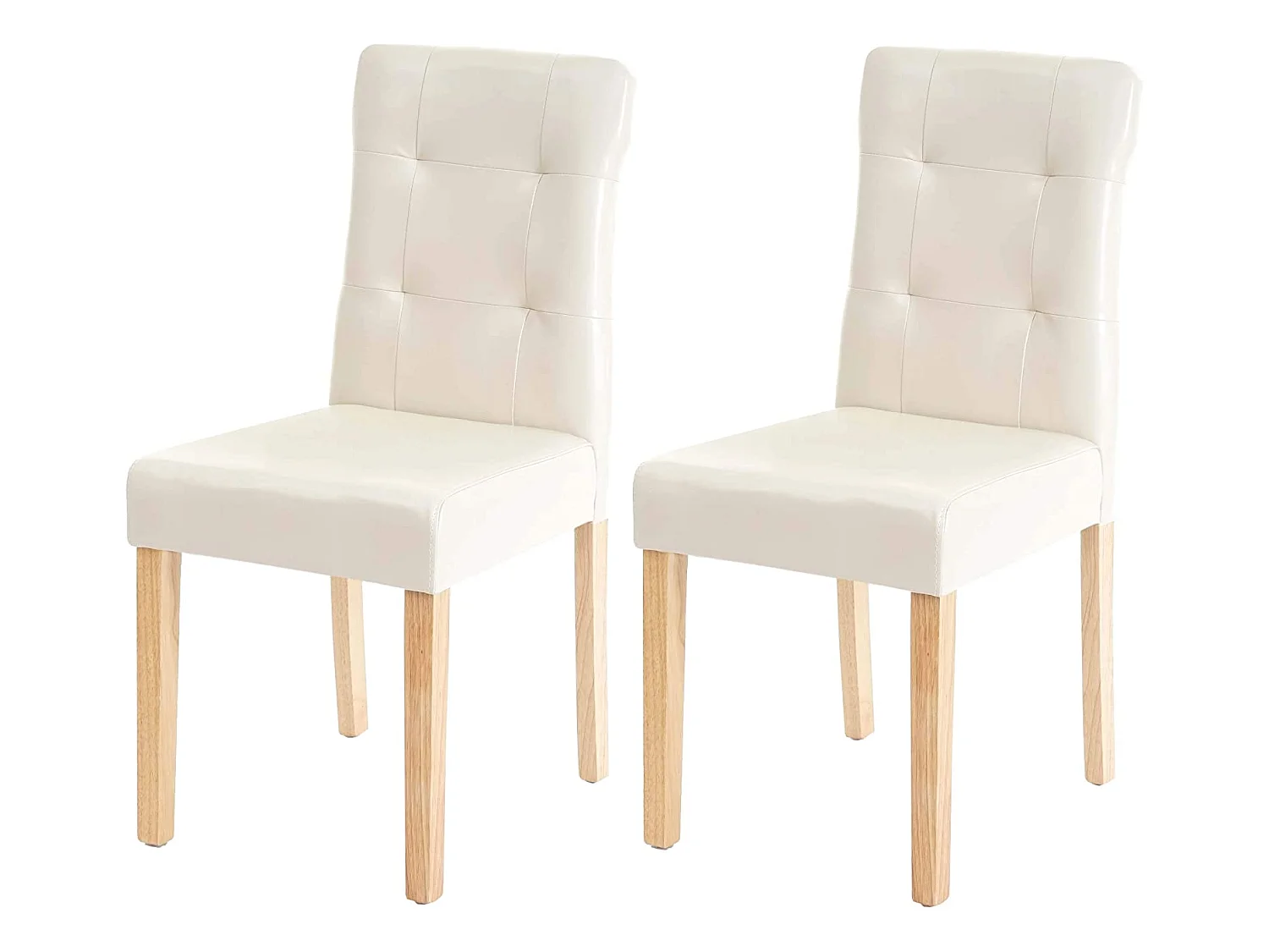 Lot de 2 chaises en synthétique crème pieds en bois clair CDS04443