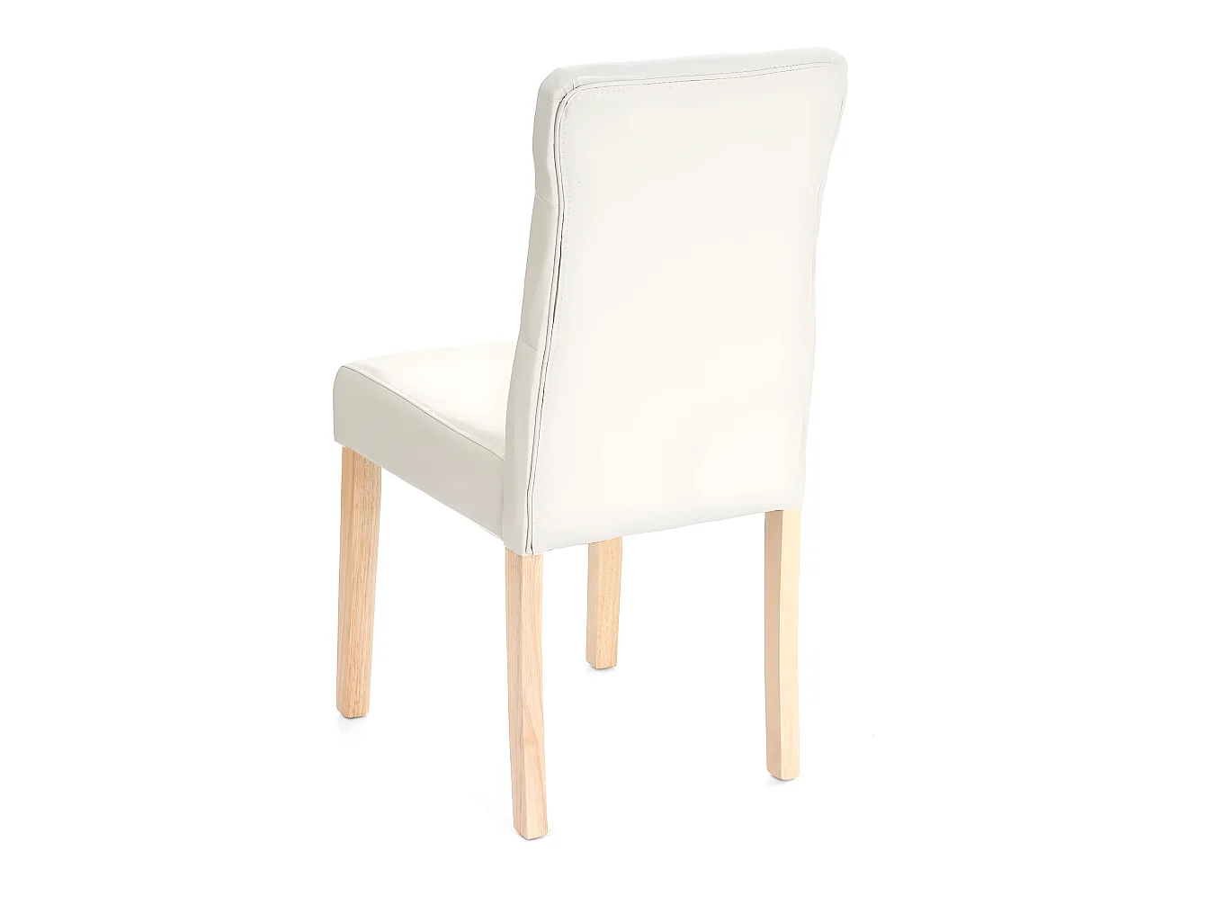 Lot de 2 chaises en synthétique crème pieds en bois clair CDS04443