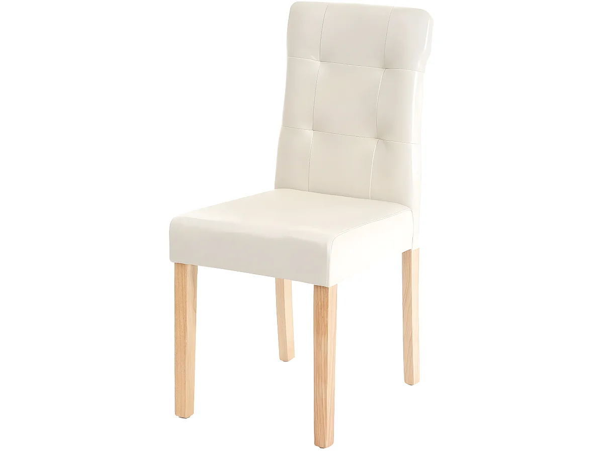 Lot de 2 chaises en synthétique crème pieds en bois clair CDS04443