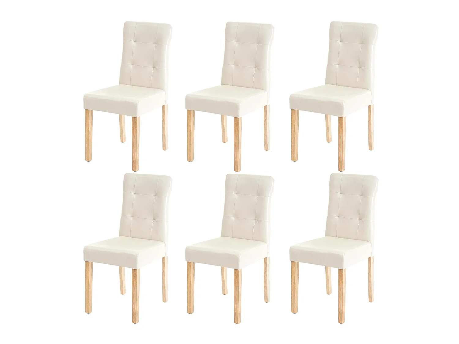 Lot de 6 chaises en synthétique crème pieds en bois clair CDS04643
