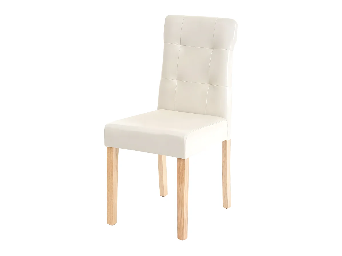 Lot de 6 chaises en synthétique crème pieds en bois clair CDS04643