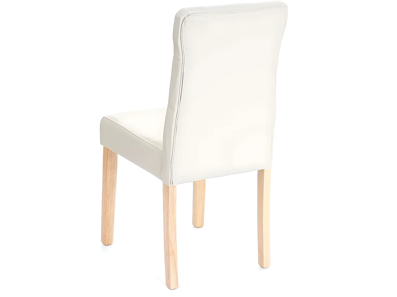 Lot de 6 chaises en synthétique crème pieds en bois clair CDS04643