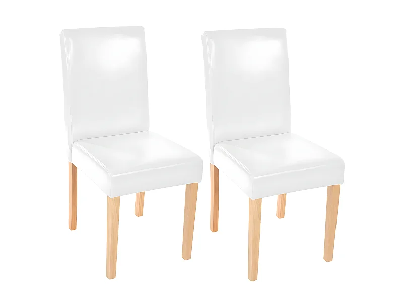 Lot de 2 chaises de salle à manger synthétique blanc pieds clairs CDS04047